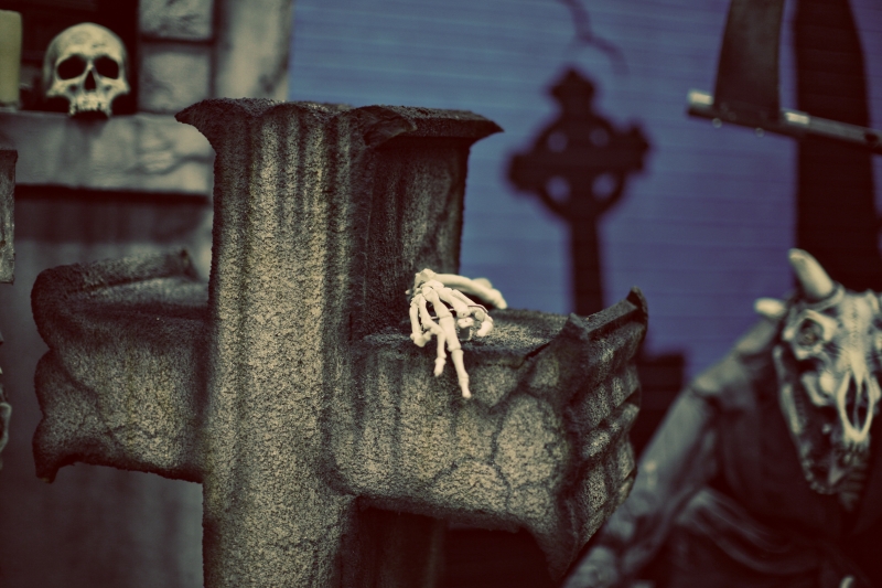haunted cemetery scene